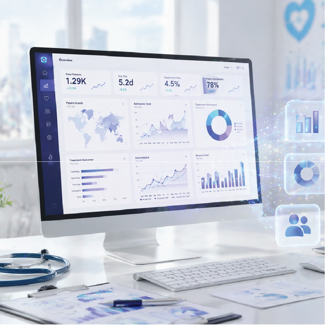 Doctor reviewing healthcare data